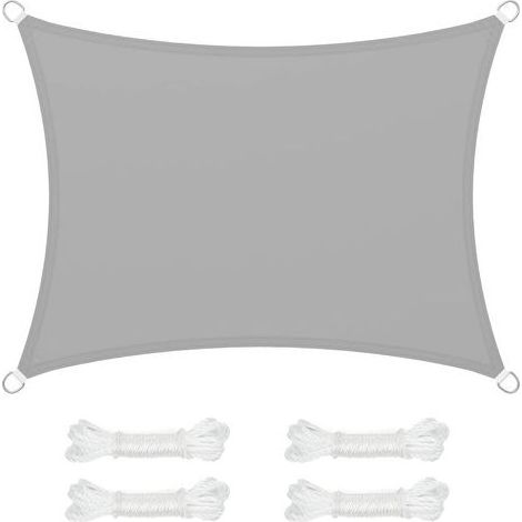 Voile d'ombrage 3 x 4 m, imperméable, avec Une Colonne d'eau de 665 mm, Protection Solaire en Polyester indéchirable, Protection UV 93%, pour terrasse, Jardin, Balcon, rectangulaire, Cordes (1/5)