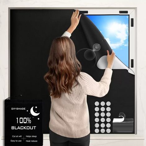 Tenda a rullo oscurante 100x145 cm - Senza foratura - Pronta per il viaggio (1/5)