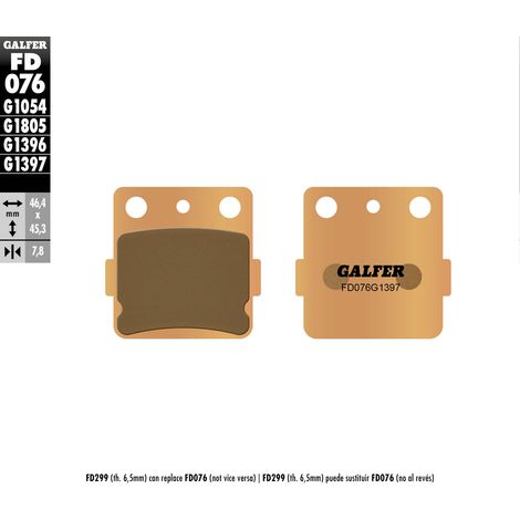 Plaquettes de frein Galfer KH084 en métal fritté (or) pour VTT