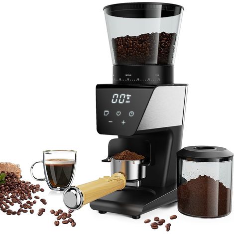 Moulin à Café Electrique, Broyeur Cafe Grain, Réglable Pour Grains De Café, Écran Tactile LCD, Avec 30 Réglages De Mouture Précise Pour 12 Tasses
