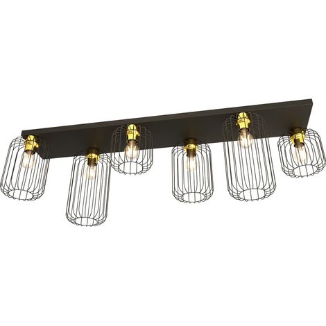 Lampada a sospensione BARN in acciaio nero opaco e oro (1/5)