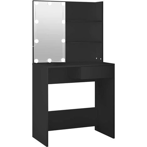 Coiffeuse,Table de maquillage avec LED noir 74,5x40x141 cm CFW705671 (1/5)
