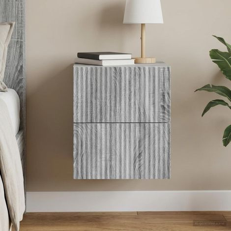 Cabinet de chevet mural à 2 tiroirs en bois d’ingénierie gris Sonoma 33 x 34,5 x 40 cm - PANGIVO (1/5)