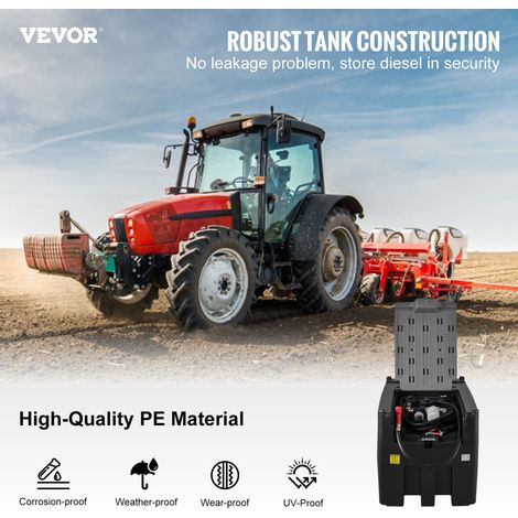 Réservoir Diesel Portable 439 L Cuve de Ravitaillement Polyéthylène avec Pompe de Transfert 12 V Jauge de Carburant Tuyau 4 m Buse… (1/5)