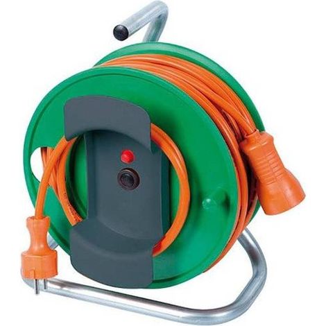 Enrouleur Électrique de Jardin 25m - Câble Orange 3x1,5 H05VV-F - Pratique et Résistant - D-Work
