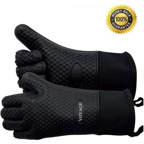 Gants de cuisine premium (lot de 2) résistants jusqu'à 175 °C (350 °F) – Gants de barbecue en silicone ultra-résistants à la chaleur, gants de cuisson et de grillades extra-longs. (1/4)