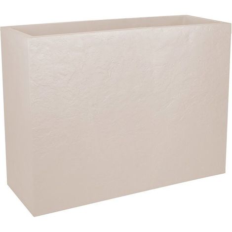 EDA – Jardinière rectangulaire Volcania effet pierre 78,5 x 29,5 x 60 cm – 46 L – Polypropylène non-gélif et anti-UV – Réserve d'eau intégrée
