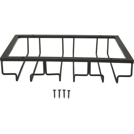 Porte-verres à vin suspendu en fer forgé noir, style européen, support mural sous meuble, design inversé. (1/5)
