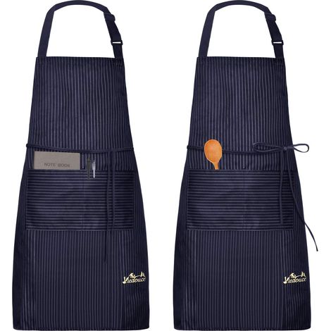 2 Pack Tabliers de Cuisine,Tablier Réglable avec Poches pour Cuisine Familial, Restaurant Jardin Barbecue école Café Tablier pour Chef Boulanger Serveurs Serveuse (1/5)