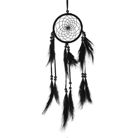 1 grand attrape-rêves fait main pendentif suspendu pour salon artisanat décoration de la maison noir (1/4)