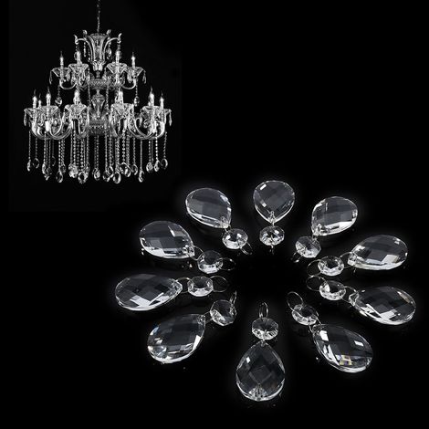 10 Pièces 38mm Lustre en Cristal Prisme Prisme en Cristal Attrape-Soleil Pendentif en Verre avec Anneau de Saut Crochet Convient pour la Décoration de Fête (1/4)