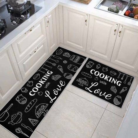 2 Pièces Tapis de Cuisine Antidérapant et Lavable en Machine,Motif Imprimé, pour décoration de la maison, du bureau (1/4)