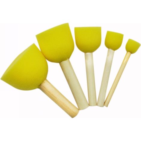 Kit de 30 tampons éponge en mousse en forme de champignon, avec manche en bois, pour la peinture et les loisirs créatifs. (1/5)