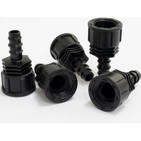 Lot de 5 Raccords femelles cannelés Ø16 mm x 3/4'' à écrou pour tuyau goutte à goutte de Ø16 mm - connecteur pour système d'irrigation arrosage (1/5)