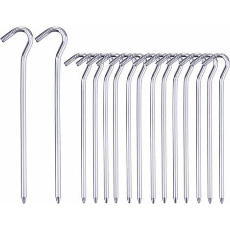 15 piquets de tente, piquets de sol rigides, ancrages au sol pour tentes, piquets de tente de camping pour voyages et randonnées, piquets de tente en acier galvanisé (1/5)