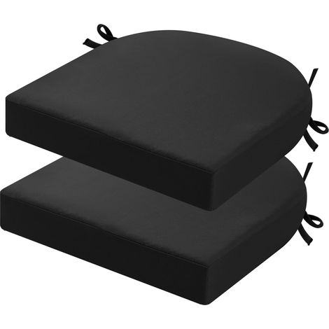 confezione di cuscini per sedie da esterno per mobili da giardino impermeabili con nastri per patio esterno sala da pranzo 50 x 50 cm nero