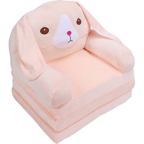 Canapé pliable pour enfants, 3 couches, en éponge de chien rose, doux, lit ouvert rabattable, pour la maison, l'hôtel, la maternelle