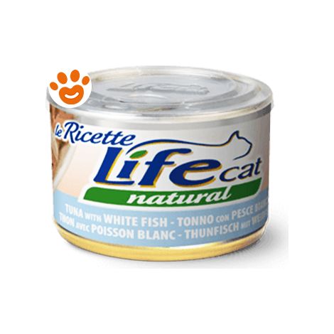 Life Gatto, Ricette in Lattina 150gr Tonno con Pesce Bianco
