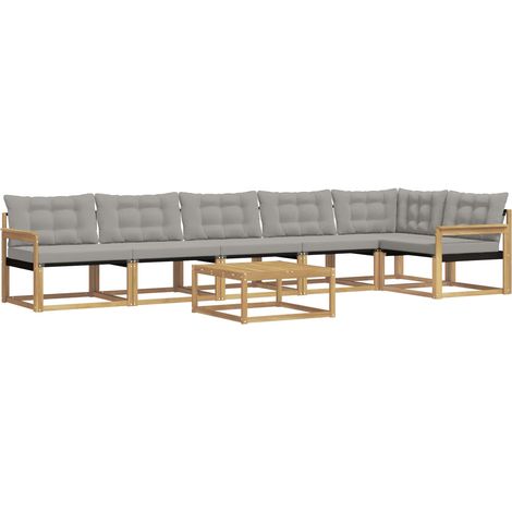 Set di divani da esterno 7 pcs Bianco e Grigio Chiaro vidaXL