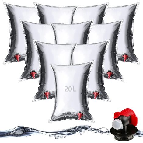 10 sacs de 20 L avec robinet pour jus, eau et vin, hermétiques et sans BPA. (1/5)