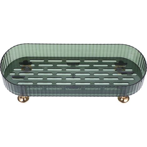 Porte-savon de salle de bain, plateau de rangement compatible avec comptoir, lot de 3, design vert (1/4)