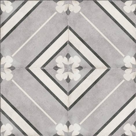 Aelle - Carrelage sol / mur effet ciment motif gris 20x20 cm ART NOUVEAU INSPIRE GREY - Vendu par boîte de 1 m² (1/5)