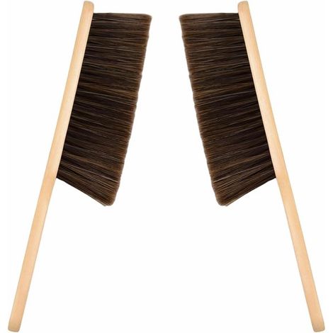 Juego de 2 cepillos de limpieza de madera con cerdas largas – Para sofás, alfombras, ropa y muebles, antiestáticos, madera natural. (1/5)