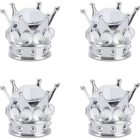 Tapones de válvula de vástago de rueda estilo corona Tbest, 4 piezas, ABS de alto polímero con núcleo de cobre, ajuste universal para automóviles, camiones, bicicletas, accesorios para neumáticos (bla (1/5)