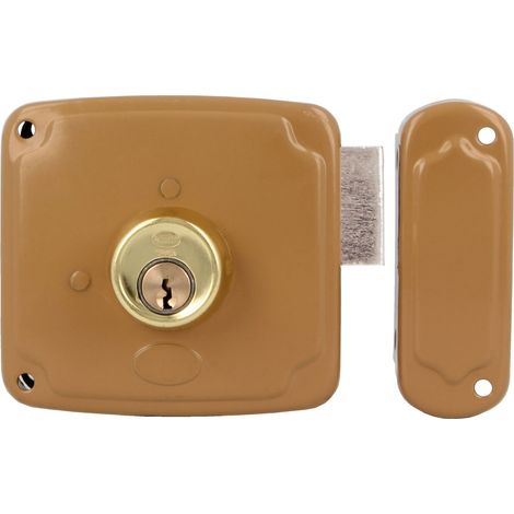 AMIG Serrure en applique et verrous 72PU 100 x 95 mm Acier Émaillé or - Droite