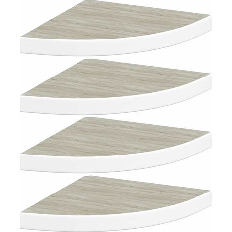 Estante de esquina de pared 4 uds MDF roble/blanco 35x35x3,8 cm vidaXL
