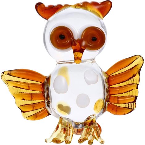 Figurine pour Décoration Maison et Ornement de Bureau Design Élégant et Délicat de Hibou en Verre d'art pour Salon ou Meuble TV (1/5)
