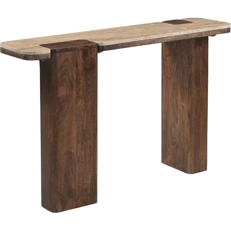 Console en bois de manguier et travertin Carola (1/5)