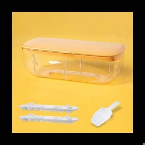2 bacs à glaçons 1 x boîte à glace 1 x pelle à glace,PP+PET,Jaune,b (1/5)