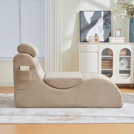 Fauteuil individuel ergonomique avec mousse compressée haute résilience, coussin d’assise amovible et poche latérale pratique, design moderne, kaki (1/5)