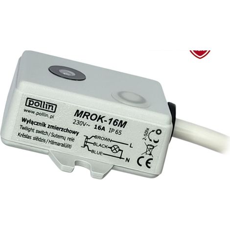 Interruttore crepuscolare esterno 16A 230V AC 2-50lx IP65 mrok-16M