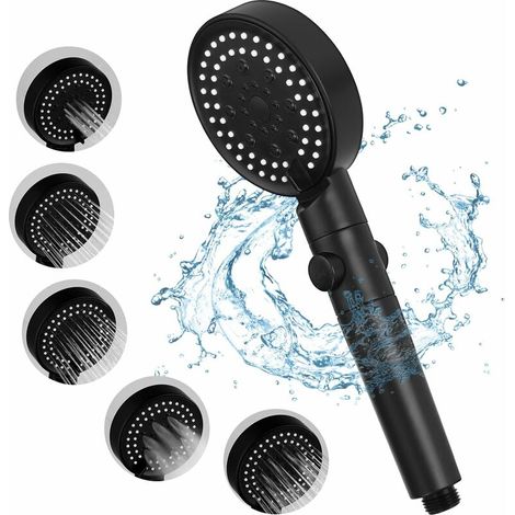 Handbrause mit 5 Hochdruckstufen, Ein-/Ausschalter und Pausenfunktion, verstopfungsfreie Düsen. – AquaForge (1/5)