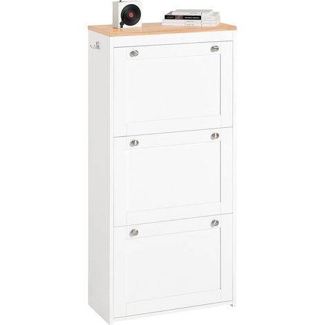 SoBuy 3 Drawers Shoe Storage Cupboard Organizer,FSR144-WN