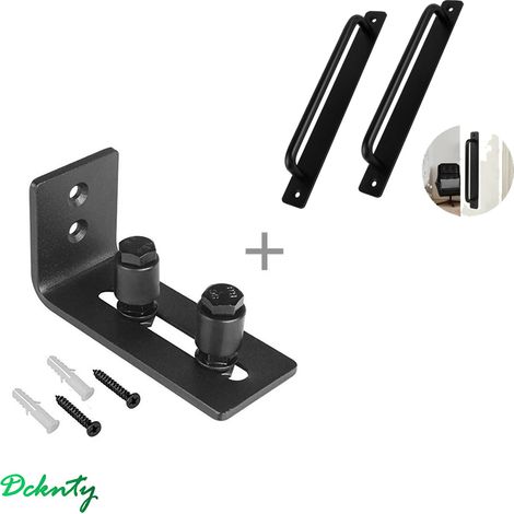 Guide Sol Porte Coulissante, Guide de plancher Porte, Rail de Sol Pour Porte De Grange, Mural Réglable en Acier au Carbone 1pcs et Poignée de Porte Coulissante Poignée de Porte 2Pcs21CM (1/5)