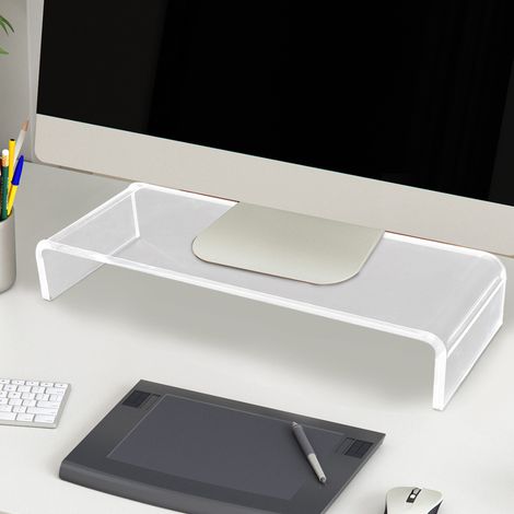 Supporto per monitor 53x19x9 cm, altezza rialzata, spazio per tastiera, acrilico da 12 mm, trasparente (1/5)