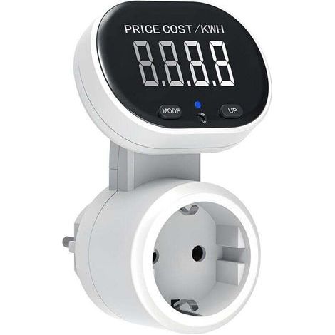 Misuratore di potenza Enowelir Wattmetro con spina, 7 modalità, display girevole a 45°, potenza massima 3680W - Bianco (1/4)