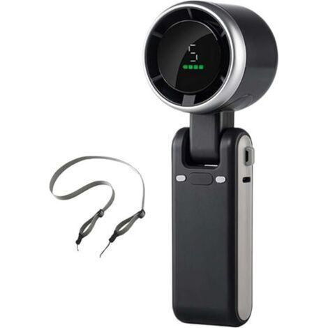 Foldable portable fan, black, with TYPE-C fast charging, 5 speeds, cord included, enjoy optimal cooling (1/5)