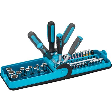 Hazet Steckschlüssel Satz 856-1HP, 1/4 (6,3 mm) Vierkant hohl, 1/4 (6,3 mm) Sechskant massiv, Außen Sechskant-Tractionsprofil, Schlitz, Kreuzschlitz (1/5)