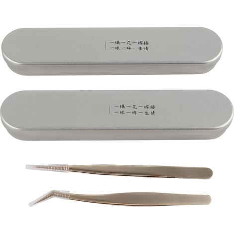 Pince à extensions de cils 2 pièces, lot de précision en acier inoxydable, pour cils individuels volume, outil professionnel (1/5)