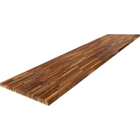 Plan de travail en acacia massif huilé lamellé collé L.250 x P.65 cm – Épaisseur 26 mm – Pour cuisines et bureaux – Bois de qualité supérieure