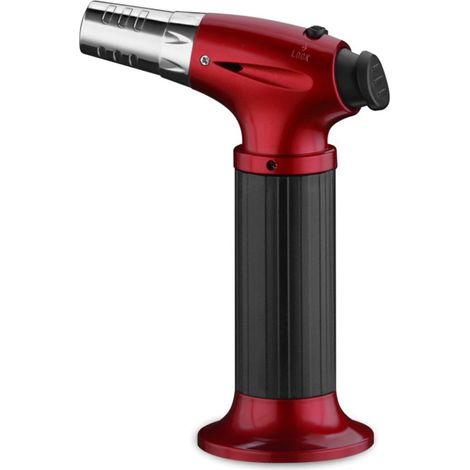 Kitchen Blowtorch Butane Torch Lighter Kitchen Gas Torch Lighter Safety Lock Adjustable Flames, for Creme Brulee, Baking, BBQ, Camping, DIY, Soldering(Red Black) (1/6)