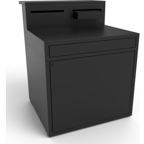 Forge Adour – Meuble support desserte noir pour cuisine – Dimensions L 900 x P 972 x H 1125 mm – Porte Push to open – Bac de rangement et pieds réglables