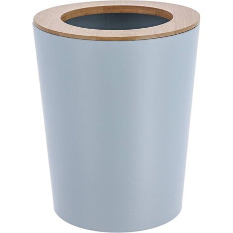 Bidone in metallo svasato con coperchio in bambù 5l - bambù azzurro - Tendance