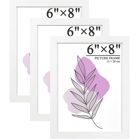 Lot de 3 cadres photo en bois - Blanc - 15 x 20 cm - Avec verre acrylique - À suspendre et à poser - Cadre en bois MDF - Pour photos et images (1/5)