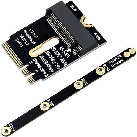 Adaptateur SSD M.2 A+E vers NVMe, carte d'extension PCIe 4.0 avec connecteur Wi-Fi A/E vers M pour SSD NVMe 2230, 2242, 2260 et 2280. (1/5)