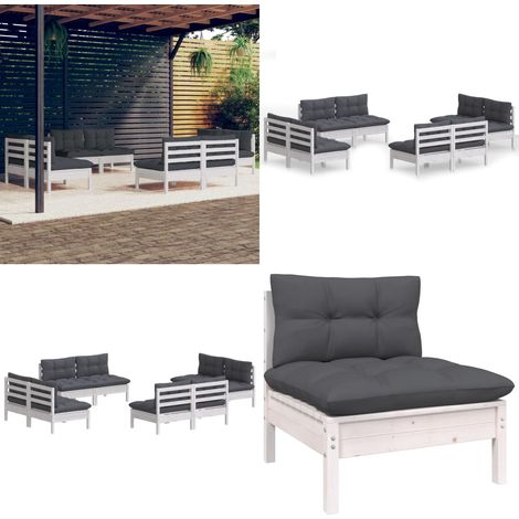 8-tlg. Garten-Lounge-Set mit Anthrazit Kissen Kiefernholz - Gartenzubehör - Gartenmöbel - Loungesessel - Kiefernholz Möbel - Outdoor Furniture - Home & Living (1/5)